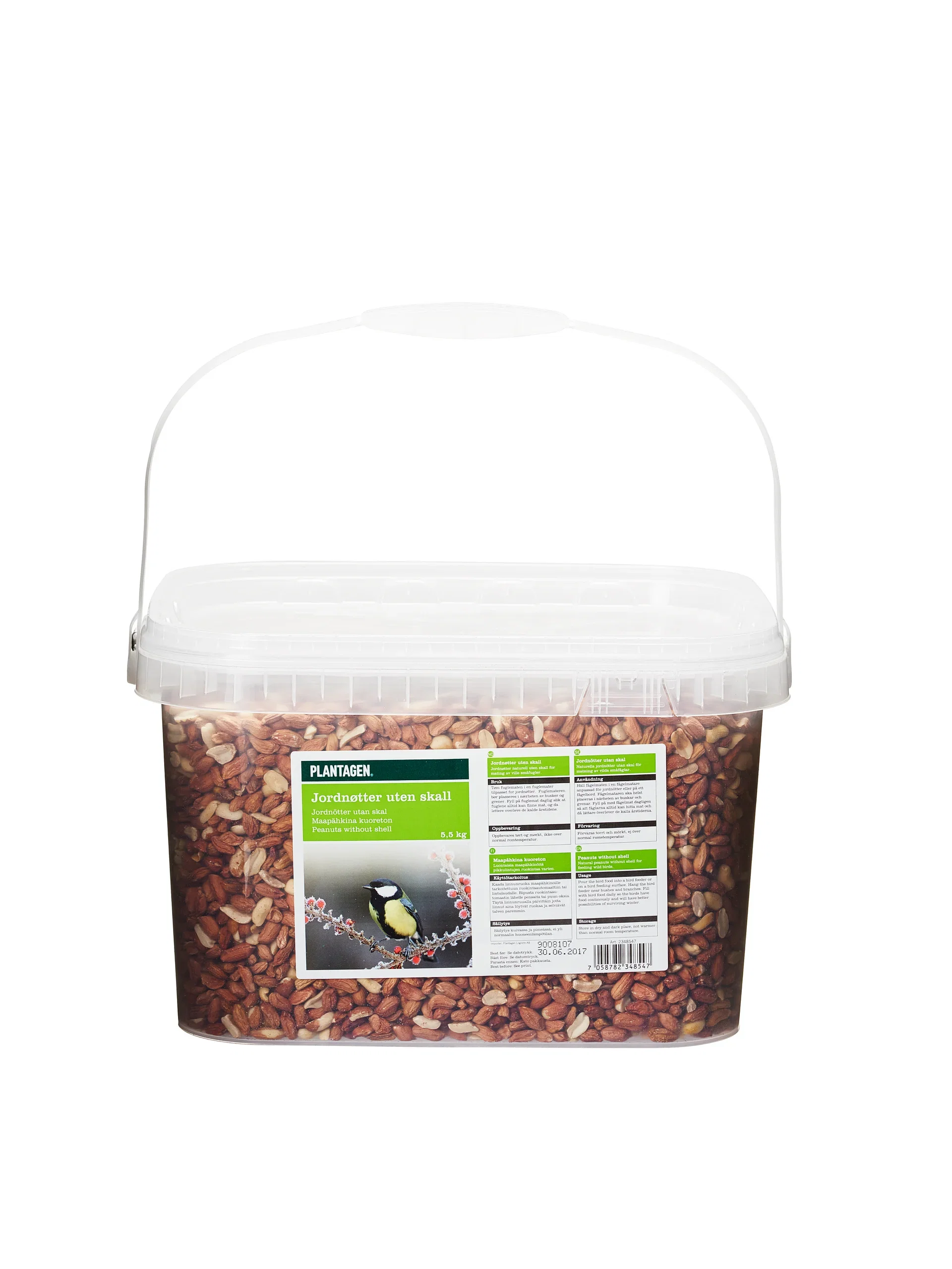 Fuglemat jordnøtter i spann