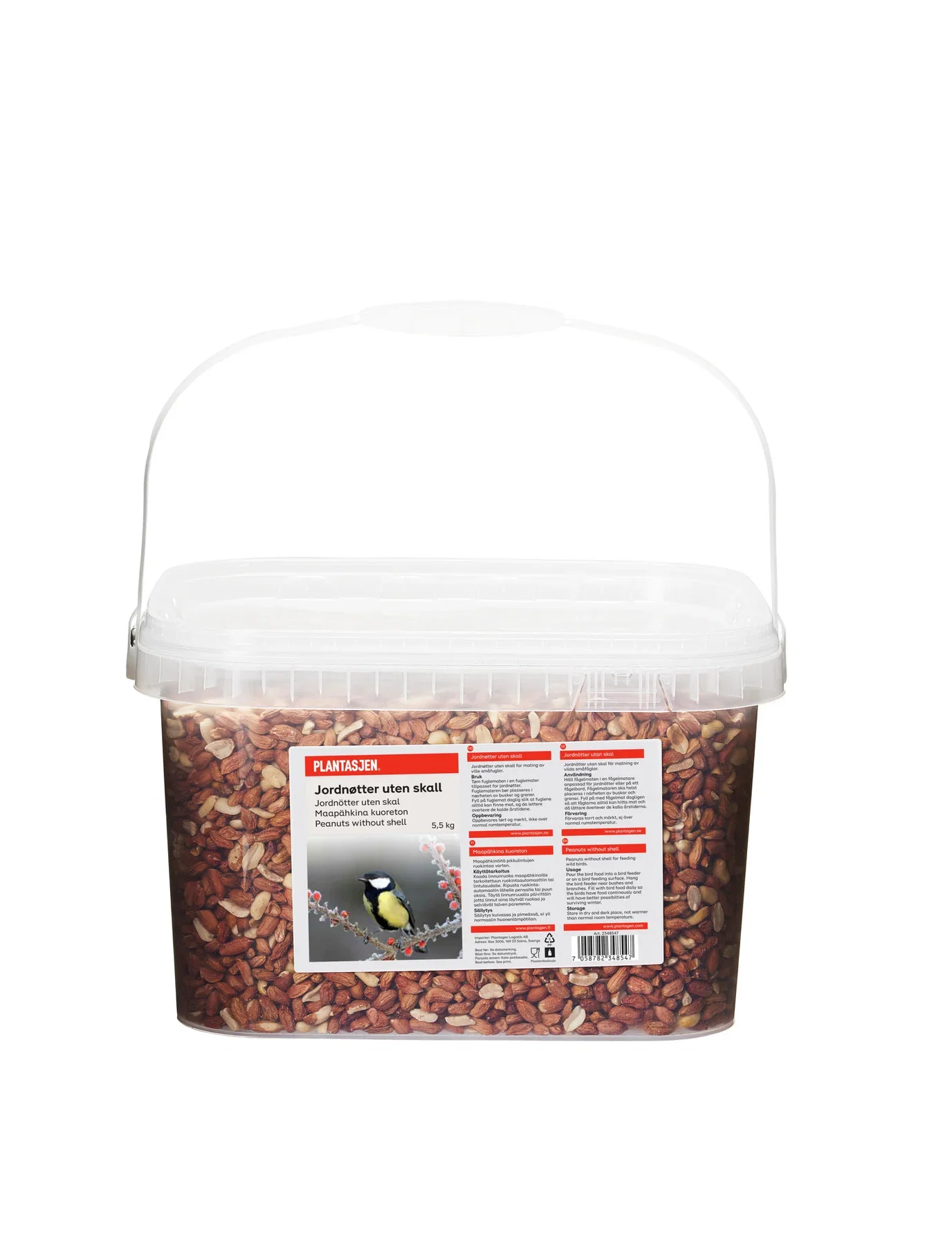 Fuglemat jordnøtter i spann