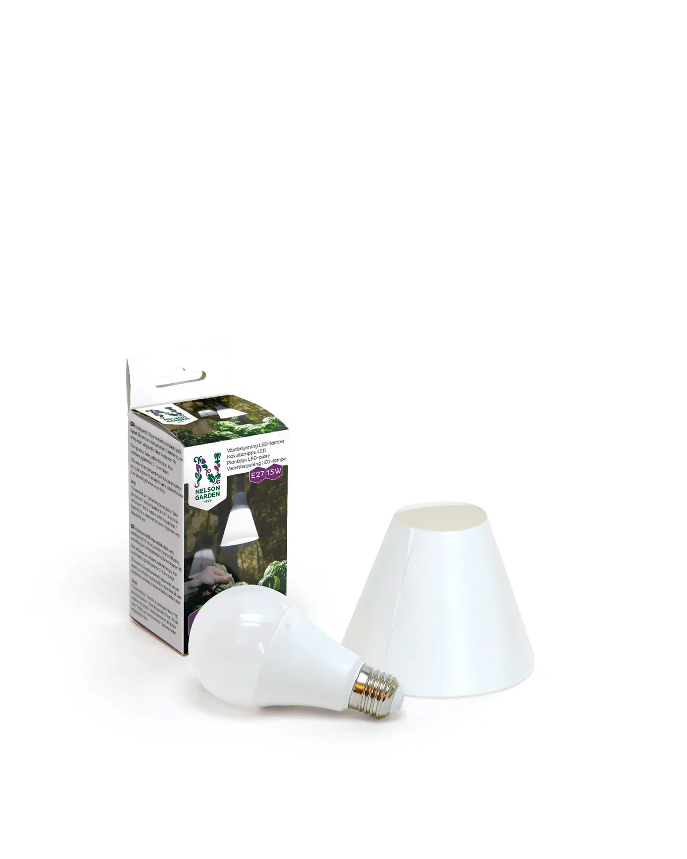 Plantelys LED-lampe med skjerm 15W E27