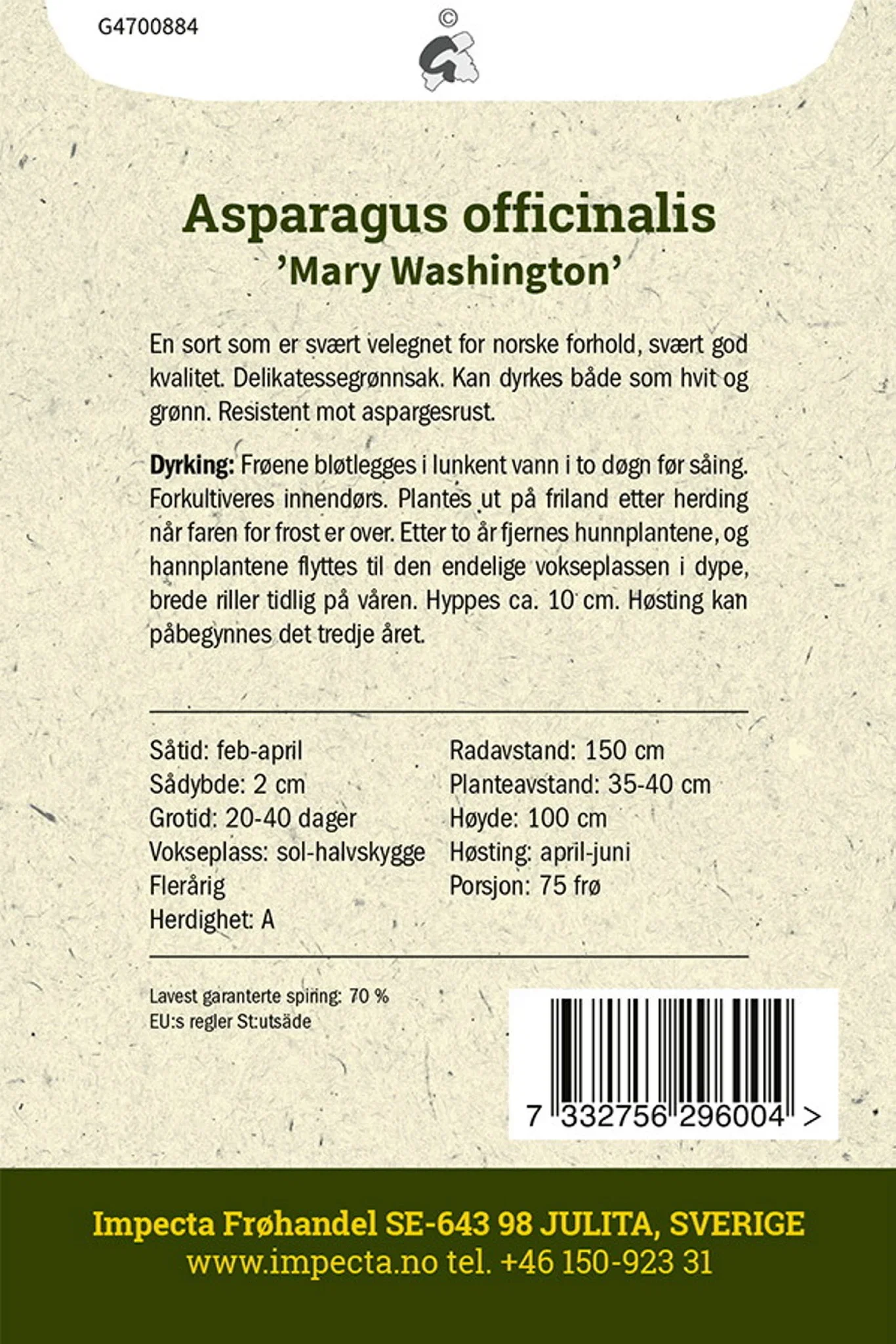 Asparges 'Mary Washington'
