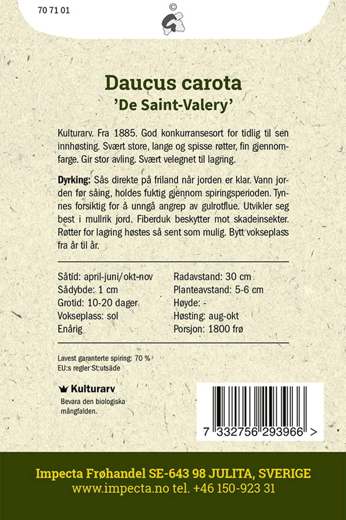 Høstgulrot 'De Saint-Valery'