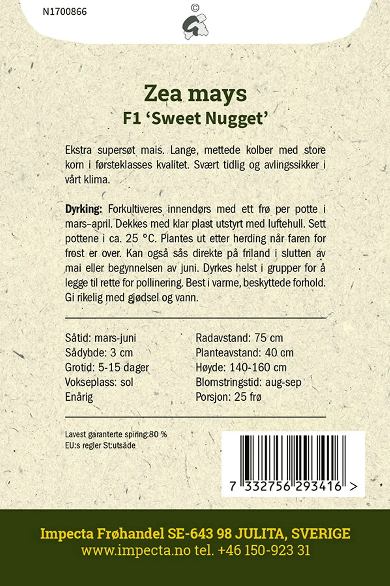 Mais F1 'Sweet Nugget'