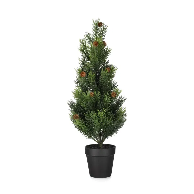 Furu med kongler i potte kunstig