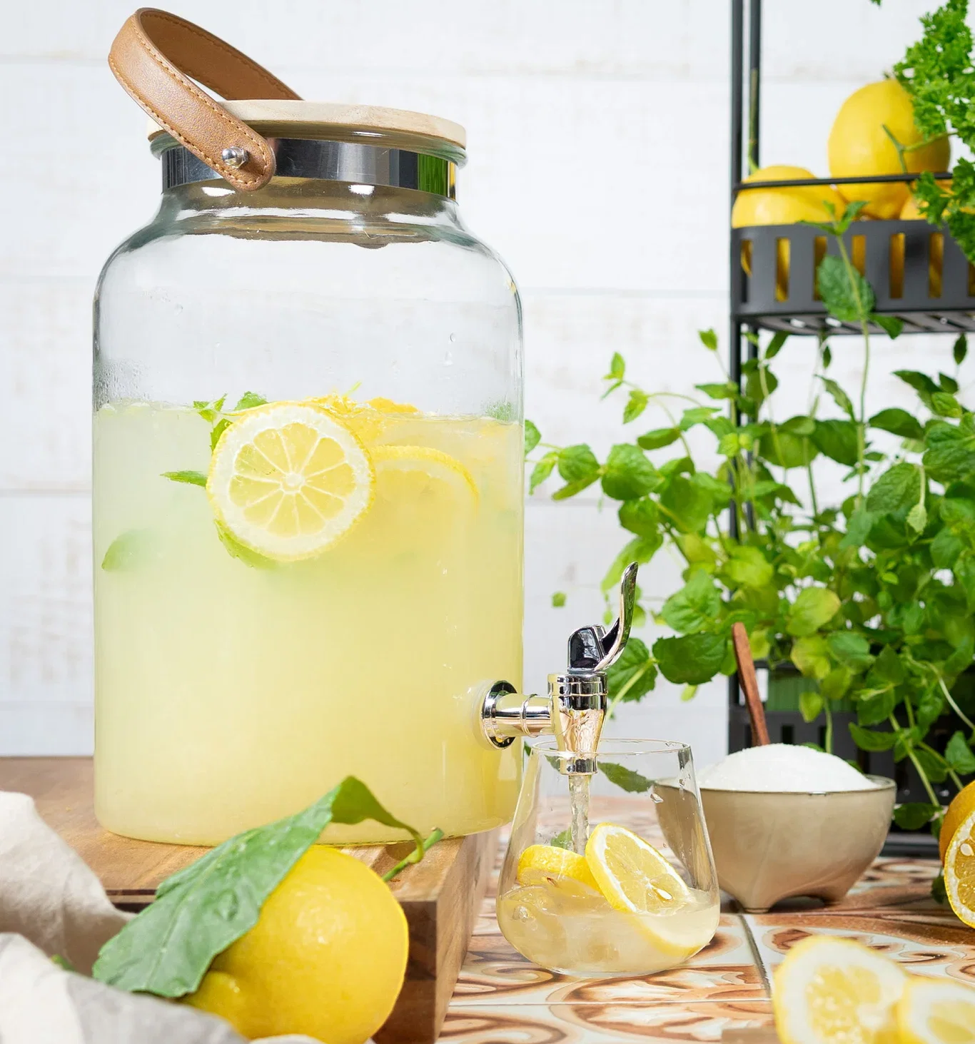 Glassbeholder med dispenser